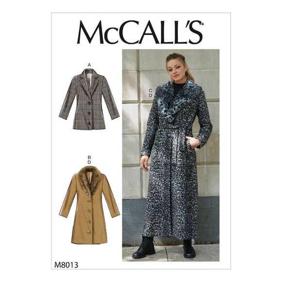 McCalls M8013 Womens Outerwear Coat Jacket Sewing Pattern Sizes L-XL - Picture 1 of 2